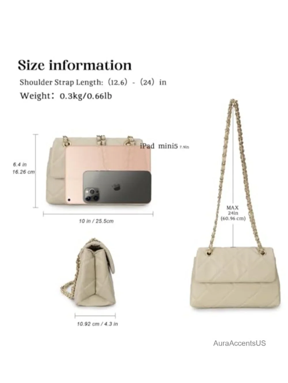 Quilted Crossbody Purse Faux Leather Chain Shoulder Bag Trendy Clutch